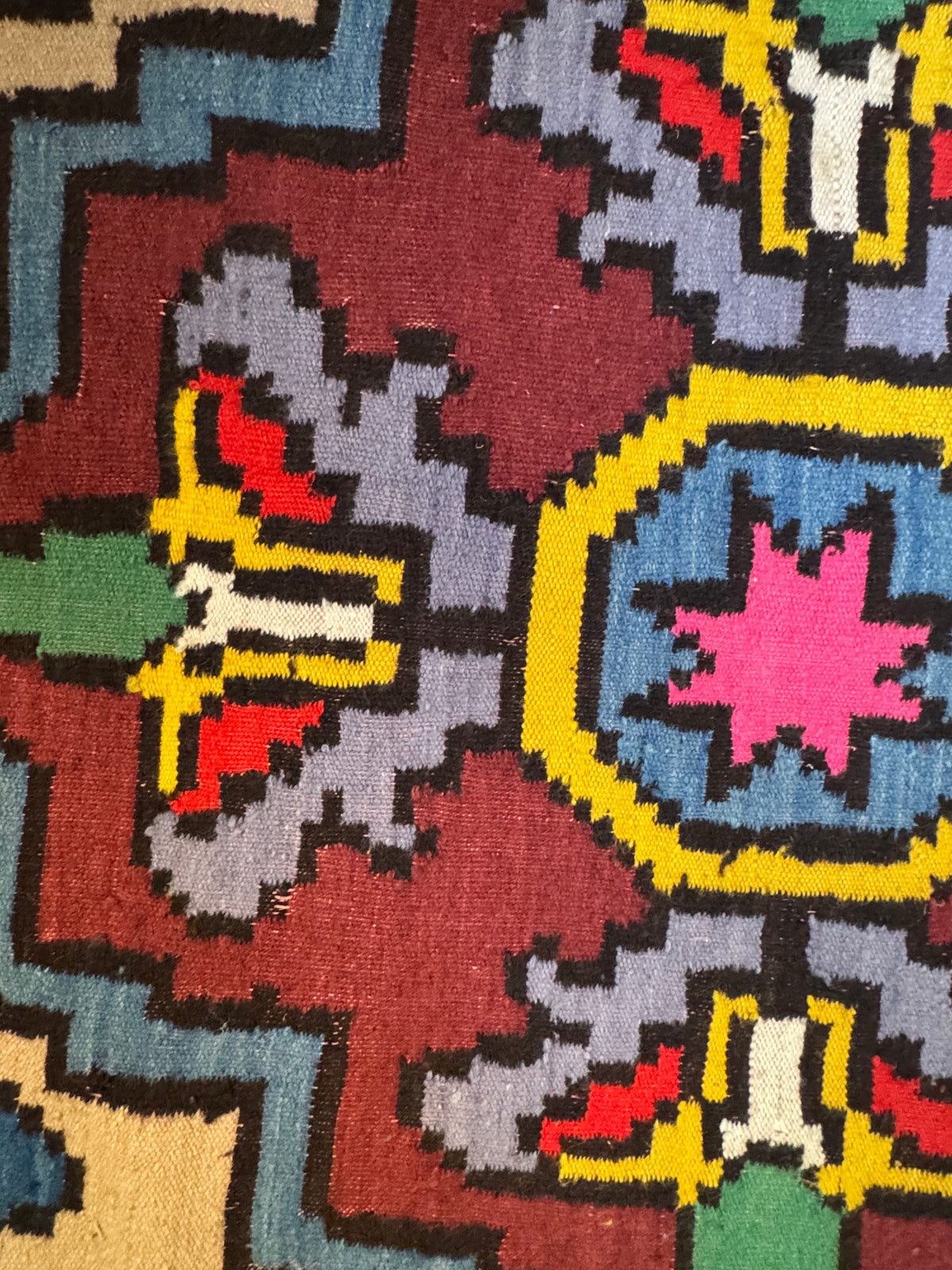 Vintage Geometric Romanian Wool Kilim Runner, 248x136 cm, view 10