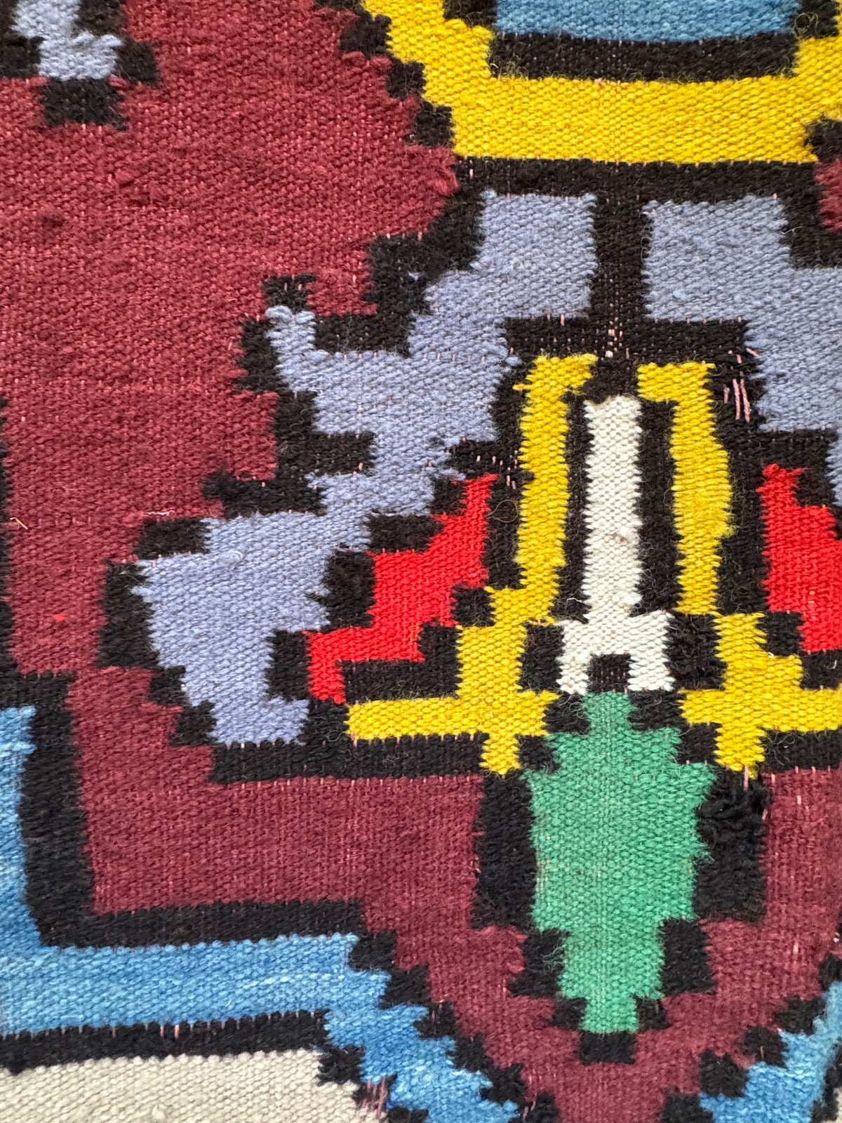 Vintage Geometric Romanian Wool Kilim Runner, 248x136 cm, view 6