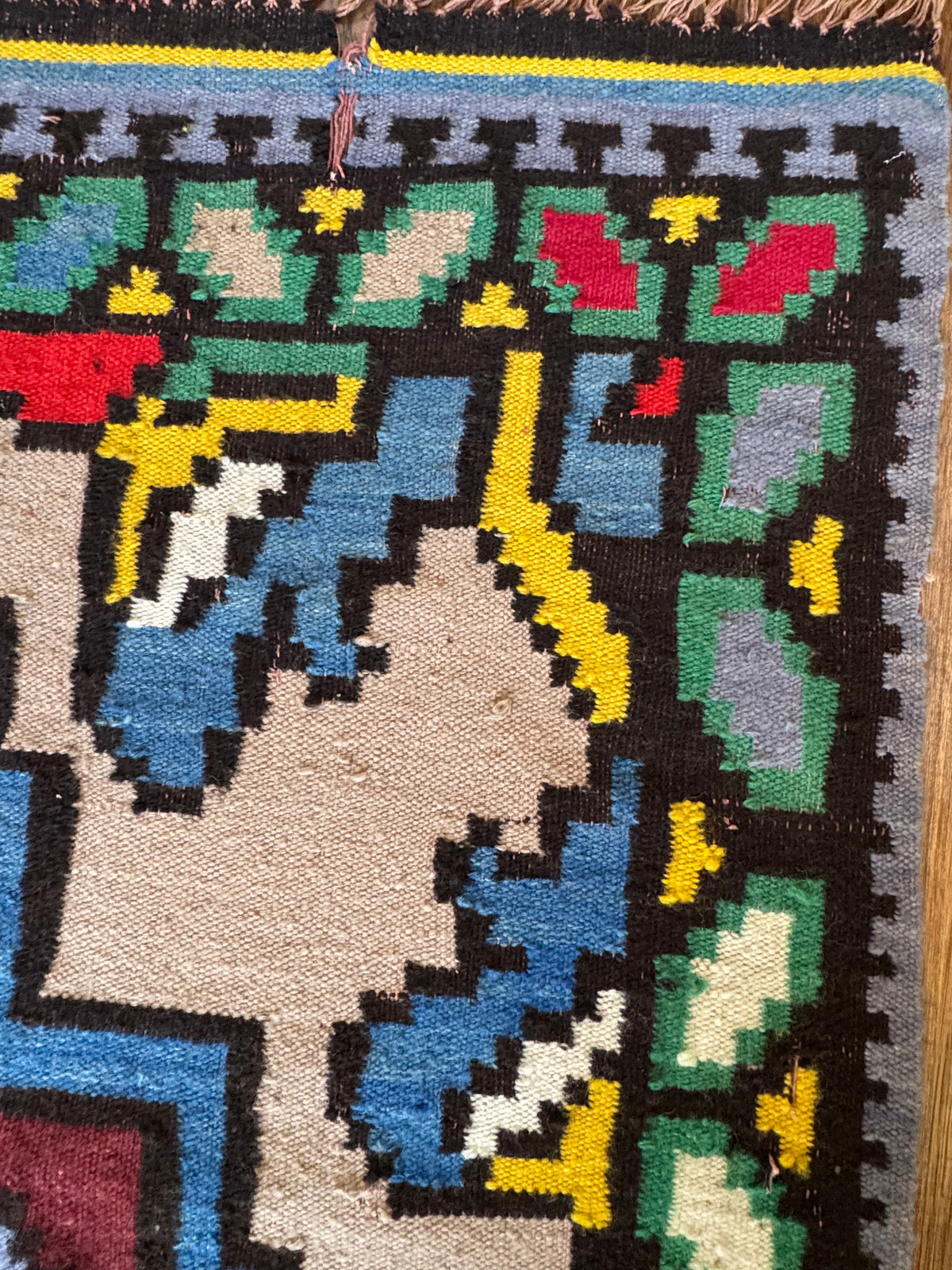 Vintage Geometric Romanian Wool Kilim Runner, 248x136 cm, view 9