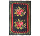 Vintage Green Floral Bessarabian Wool Rug, 245x140 cm