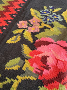 Vintage Green Floral Bessarabian Wool Rug, 245x140 cm, view 4