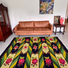 Vintage Green Floral Bessarabian Wool Rug, 300x200 cm, view 15