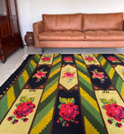 Vintage Green Floral Bessarabian Wool Rug, 300x200 cm, view 3
