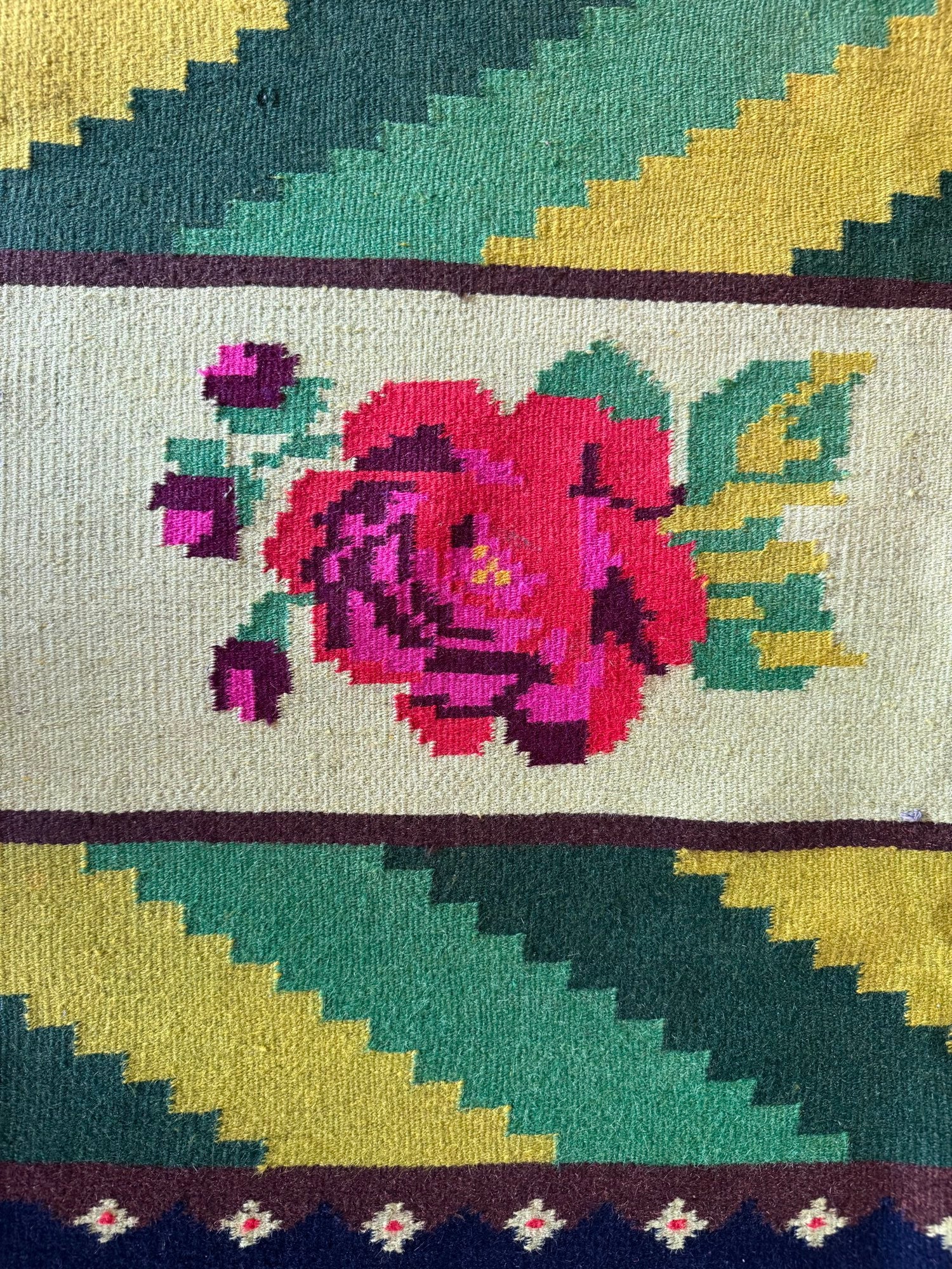 Vintage Green Floral Bessarabian Wool Rug, 300x200 cm, view 7