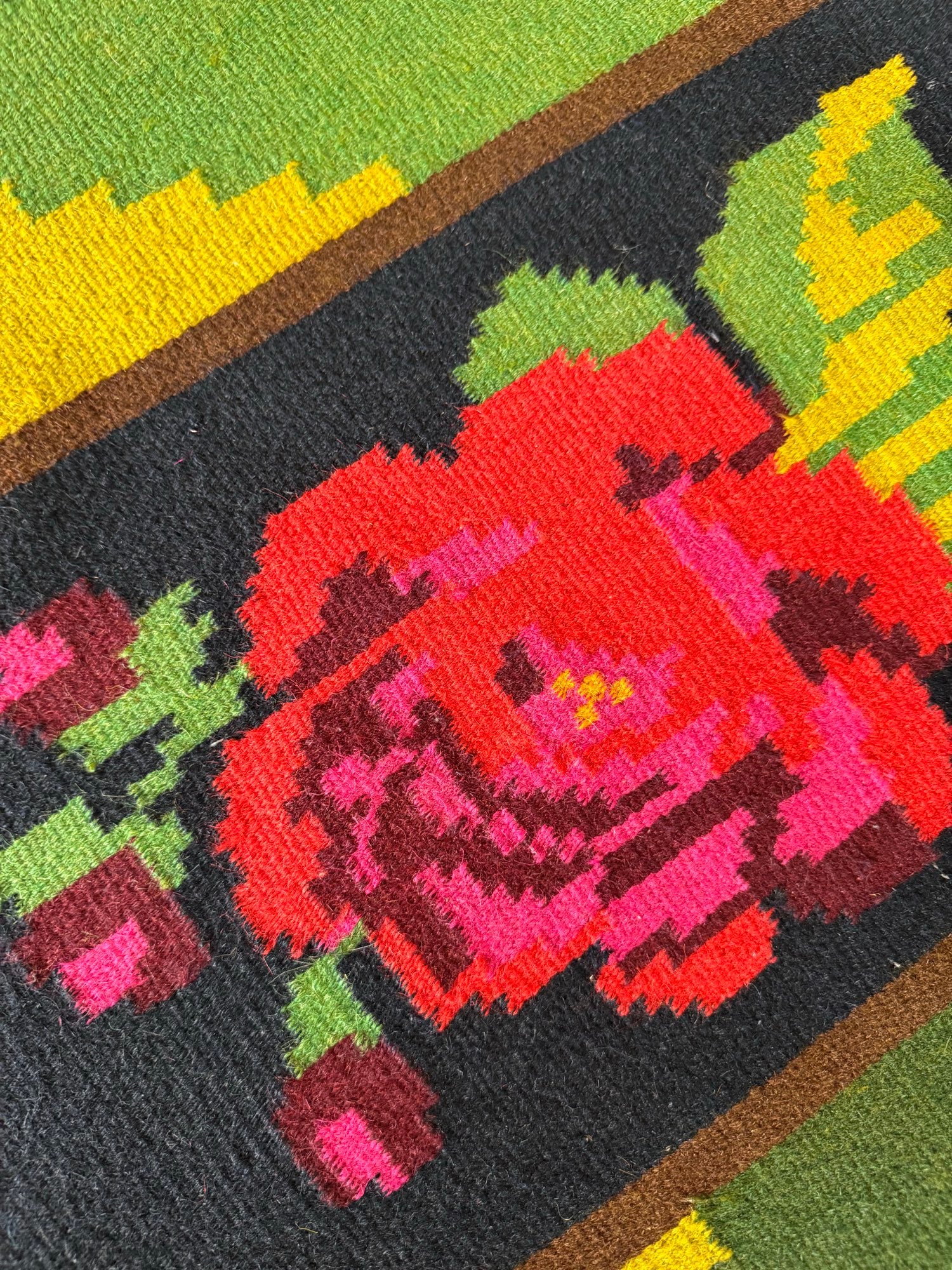 Vintage Green Floral Bessarabian Wool Rug, 300x200 cm, view 8