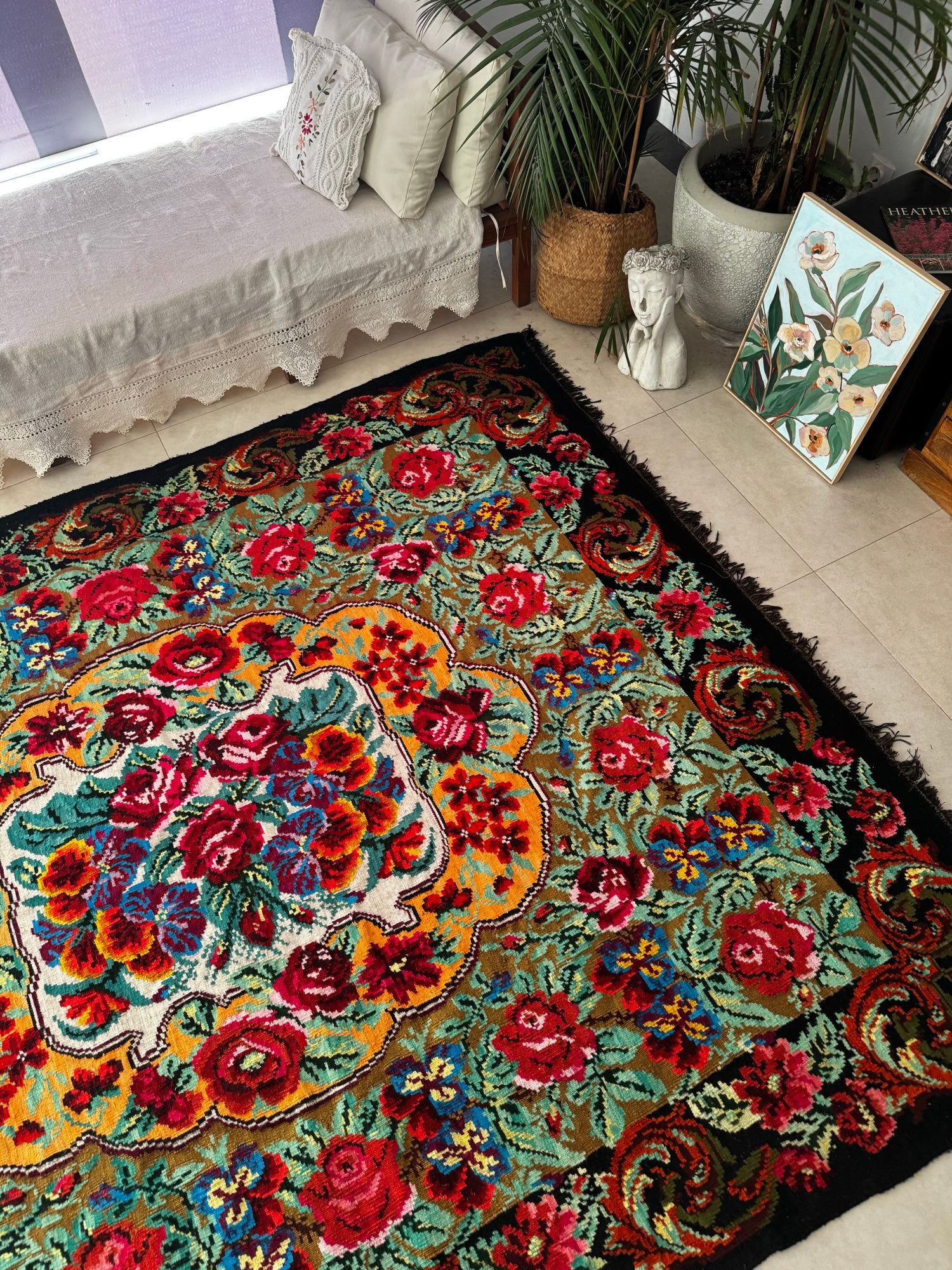 Handwoven Floral Bessarabian Wool Rug, 250x210 cm, view 14