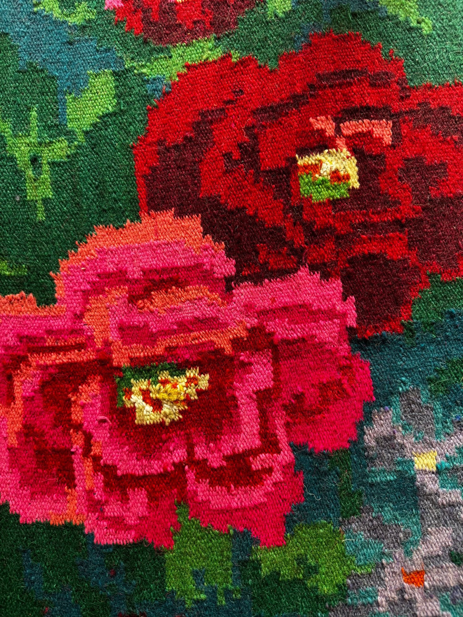 Handwoven Blue Floral Bessarabian Wool Rug, 335x175 cm, view 10
