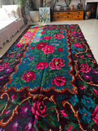 Handwoven Blue Floral Bessarabian Wool Rug, 335x175 cm, view 3