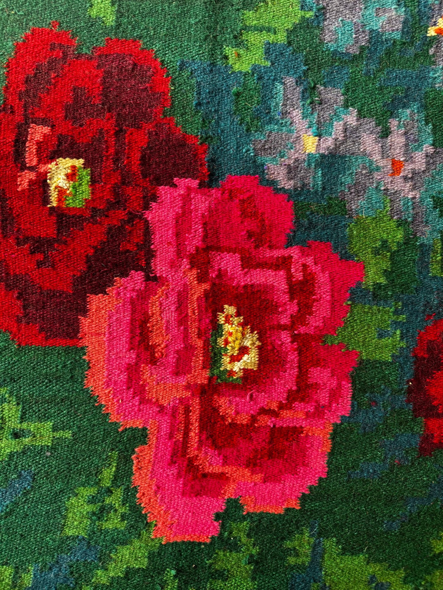 Handwoven Blue Floral Bessarabian Wool Rug, 335x175 cm, view 6