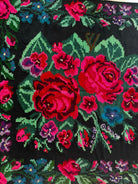 Handwoven Black Floral Bessarabian Wool Rug, 380x155 cm, view 5
