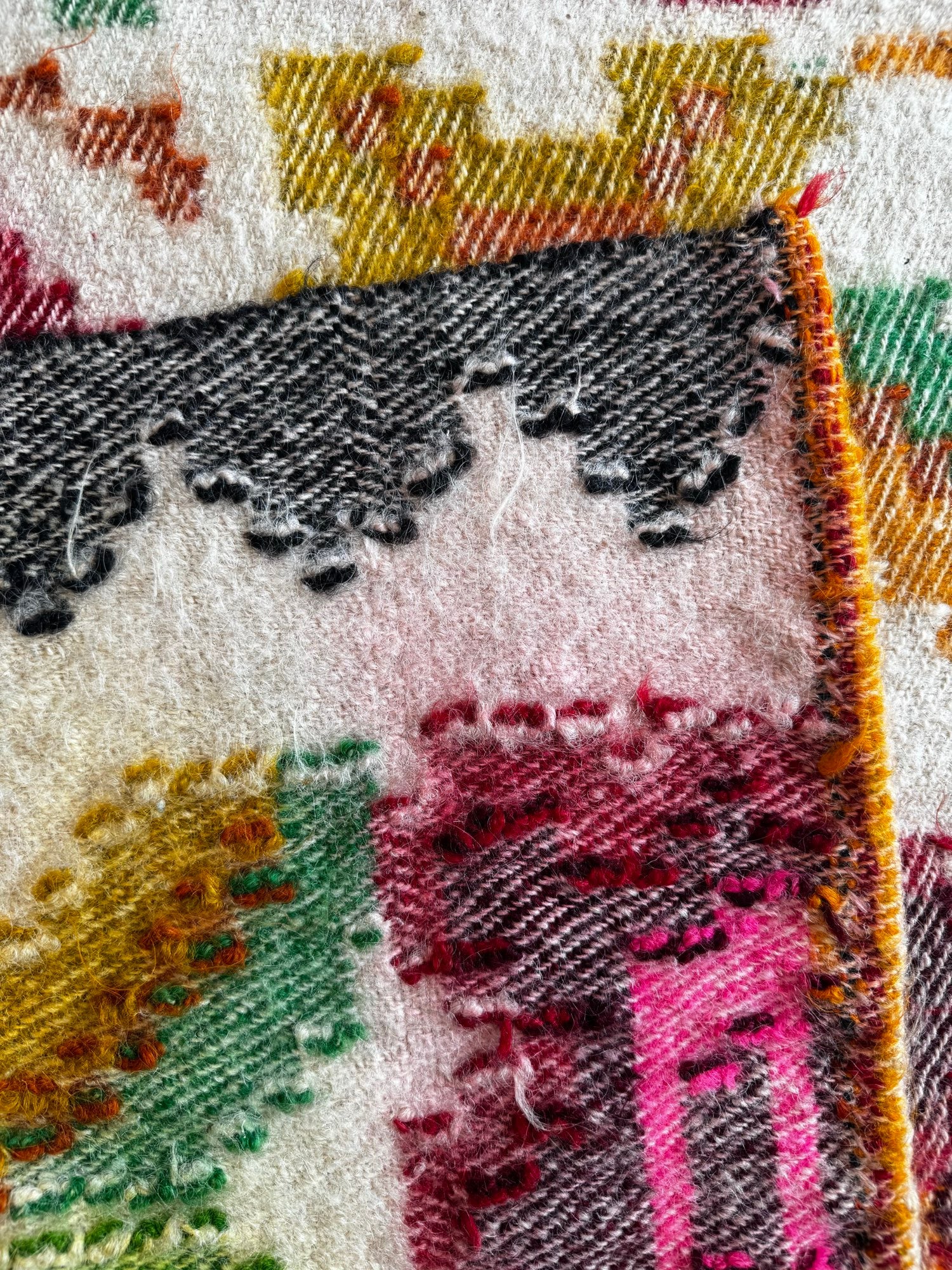 Handwoven Floral Bistrița Wool Cerga Bedspread, 205x175 cm, view 12