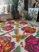 Handwoven Floral Bistrița Wool Cerga Bedspread, 205x175 cm, view 6
