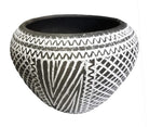 Black Vadastra-Style Clay Vase, Crossed Lines, 18 cm