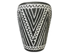 Black Vadastra-Style Clay Vase, Triangles, 18 cm