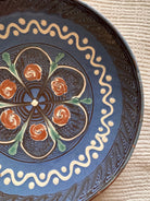 Blue Horezu Clay Plate, Handmade Floral Pottery, 21 cm, view 2