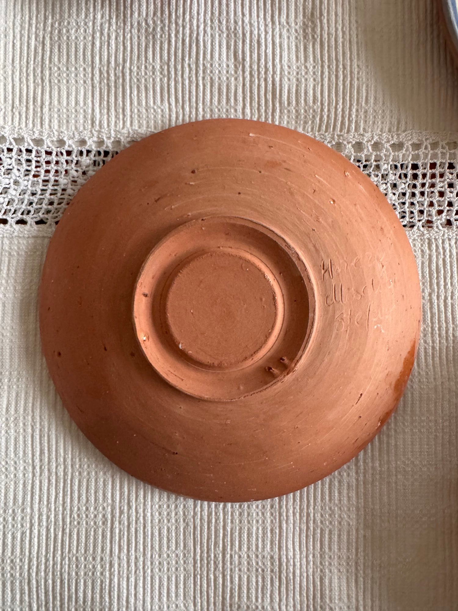 Blue Horezu Clay Plate, Handmade Floral Pottery, 21 cm, view 8