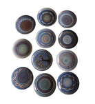 Blue Horezu Clay Plate, Romanian Folk Pottery, 20-22 cm