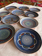 Blue Horezu Clay Plate, Romanian Folk Pottery, 20-22 cm, view 3