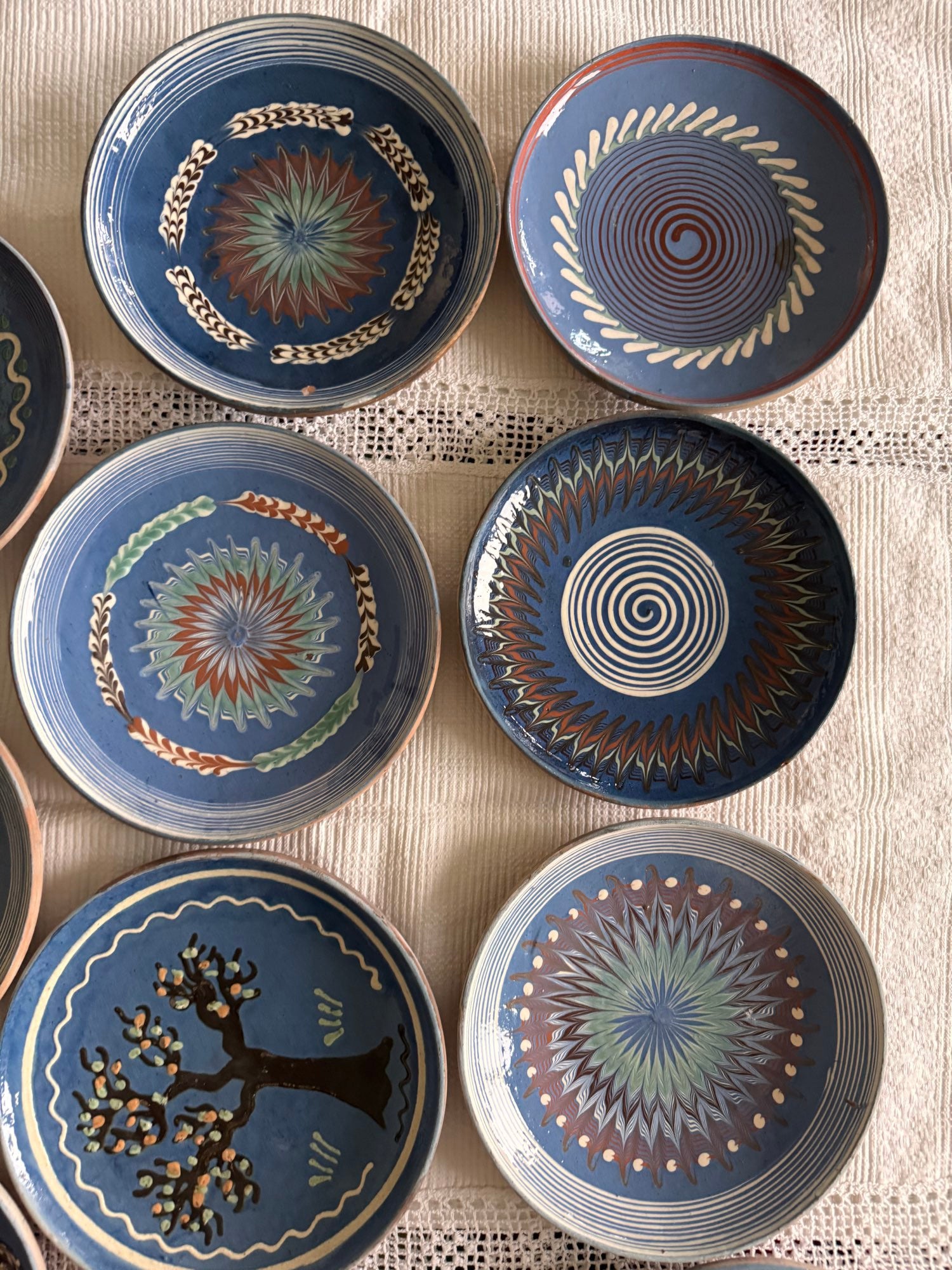 Blue Horezu Clay Plate, Romanian Folk Pottery, 20-22 cm, view 7