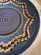 Blue Horezu Clay Plate, Romanian Folk Pottery, 20-22 cm, view 8