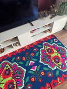 Vintage Blue Floral Maramureș Kilim Rug, 210x120 cm, view 13