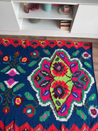 Vintage Blue Floral Maramureș Kilim Rug, 210x120 cm, view 2