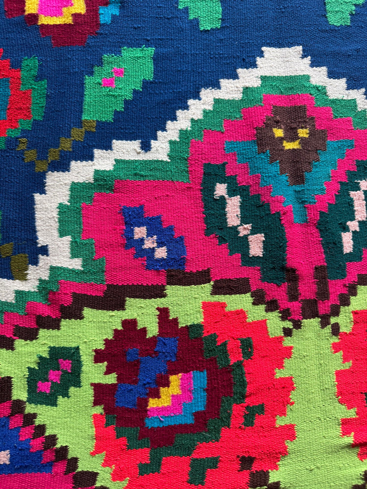 Vintage Blue Floral Maramureș Kilim Rug, 210x120 cm, view 8