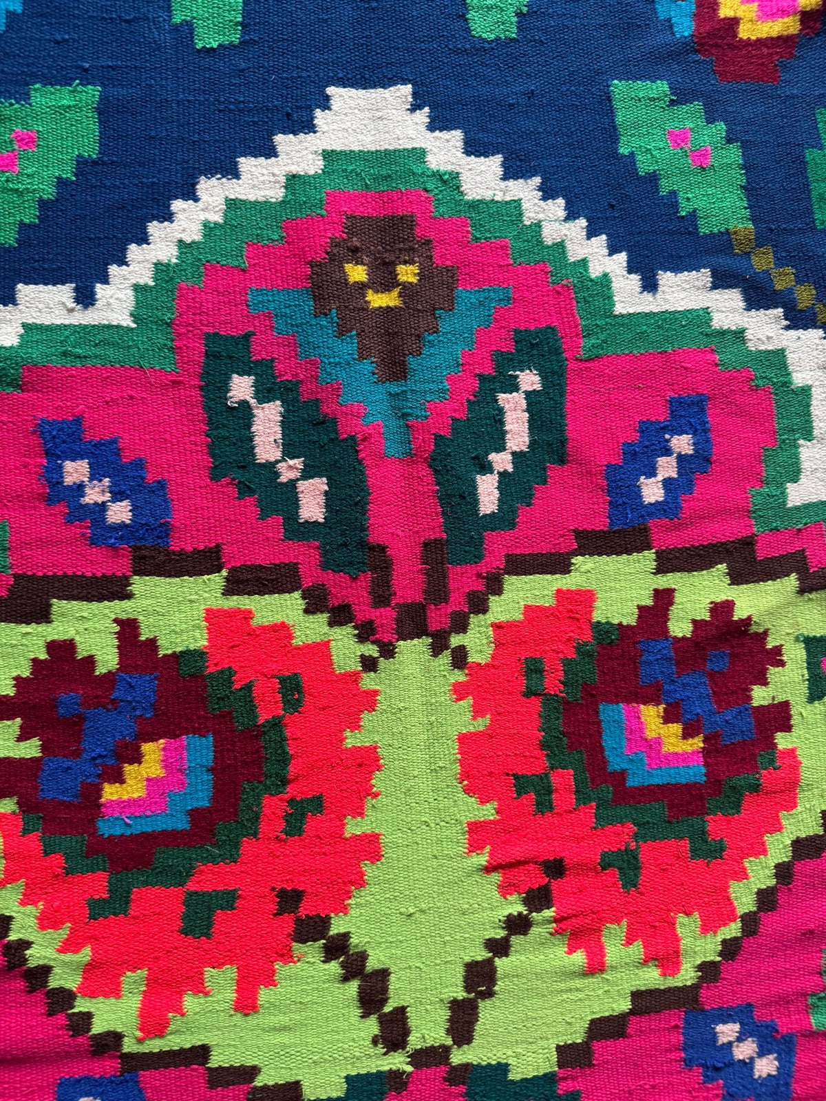 Vintage Blue Floral Maramureș Kilim Rug, 210x120 cm, view 9