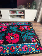 Vintage Blue Floral Maramureș Wool Rug, 195x135 cm, view 3
