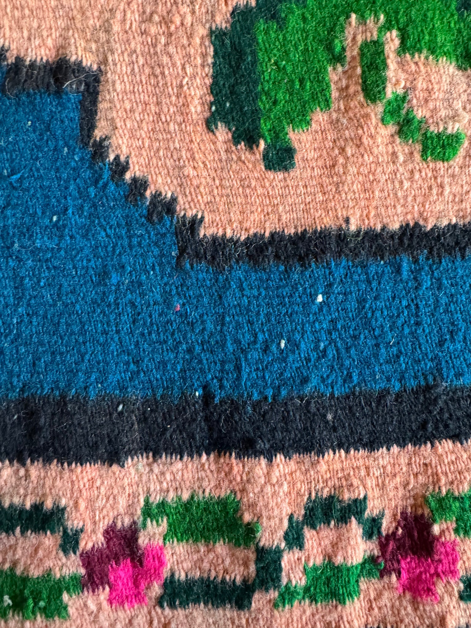 Vintage Blue Floral Romanian Wool Rug, 195x90 cm, view 11