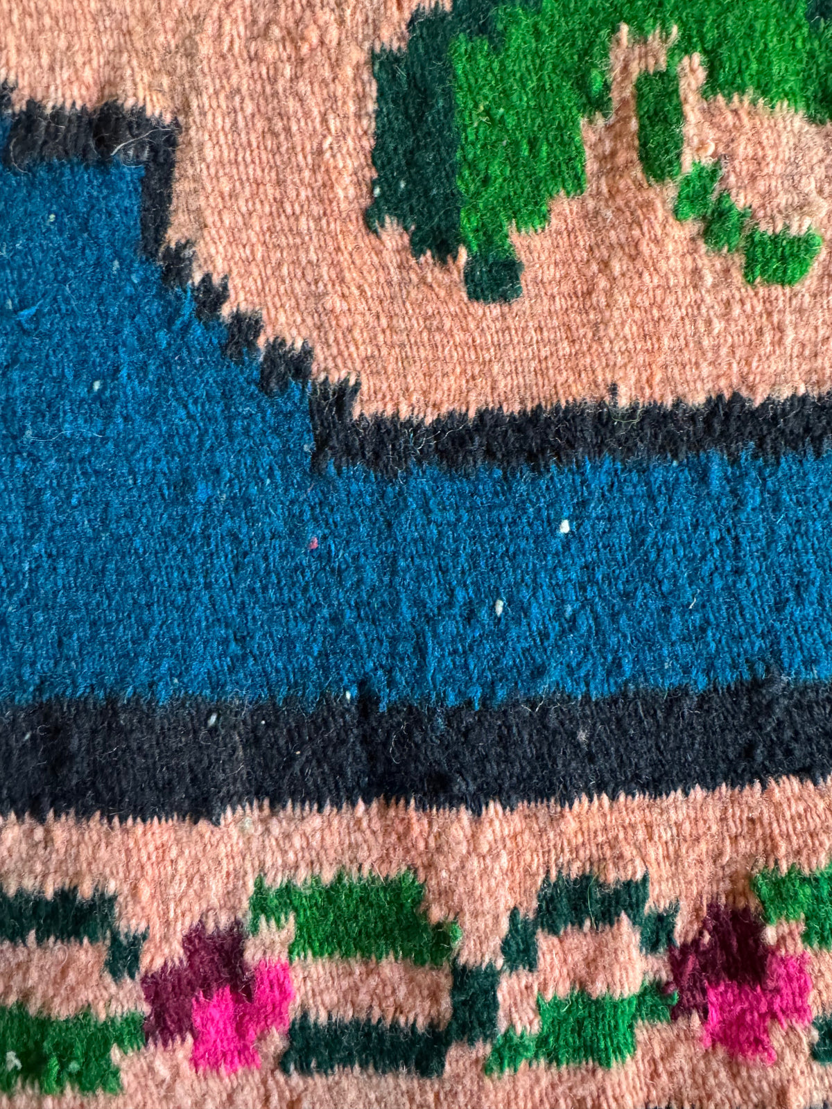 Vintage Blue Floral Romanian Wool Rug, 195x90 cm, view 11