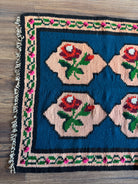 Vintage Blue Floral Romanian Wool Rug, 195x90 cm, view 3