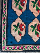 Vintage Blue Floral Romanian Wool Rug, 195x90 cm, view 5