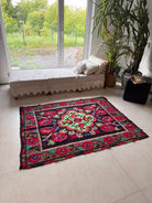 Handwoven Green Floral Maramureș Wool Rug, 165x125 cm, view 2