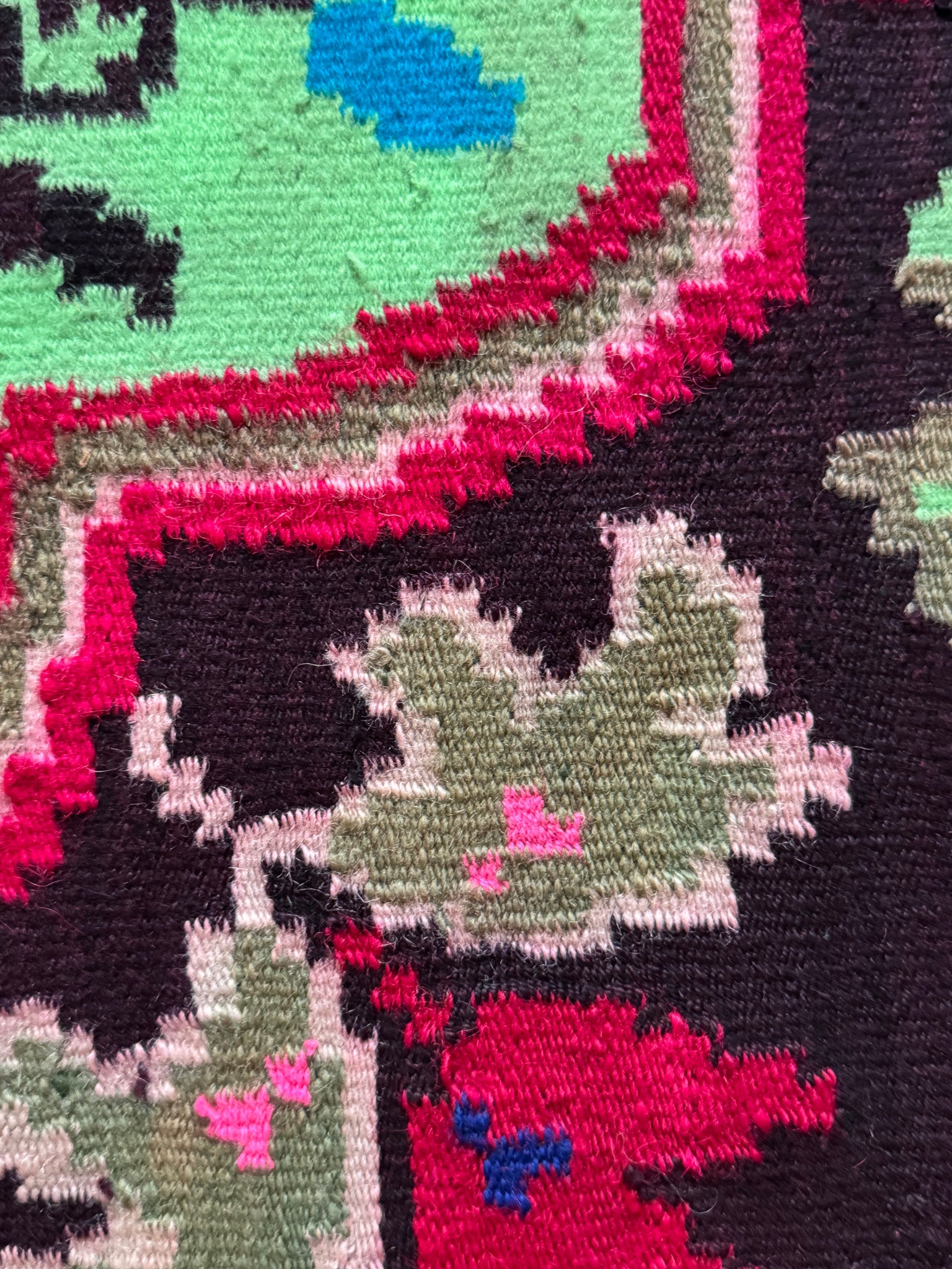 Handwoven Green Floral Maramureș Wool Rug, 165x125 cm, view 8