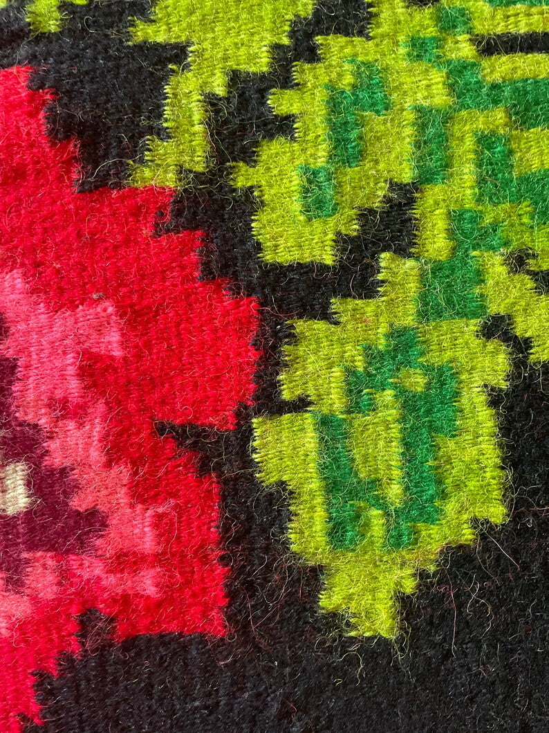 Handwoven Black Floral Romanian Wool Rug, 225x170 cm, view 10