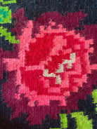 Handwoven Black Floral Romanian Wool Rug, 225x170 cm, view 9