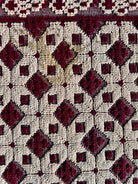 Vintage Dark Red Geometric Romanian Wool Rug, 193x88 cm, view 10