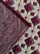 Vintage Dark Red Geometric Romanian Wool Rug, 193x88 cm, view 13
