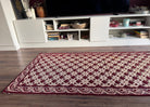 Vintage Dark Red Geometric Romanian Wool Rug, 193x88 cm, view 3