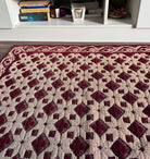 Vintage Dark Red Geometric Romanian Wool Rug, 193x88 cm, view 4