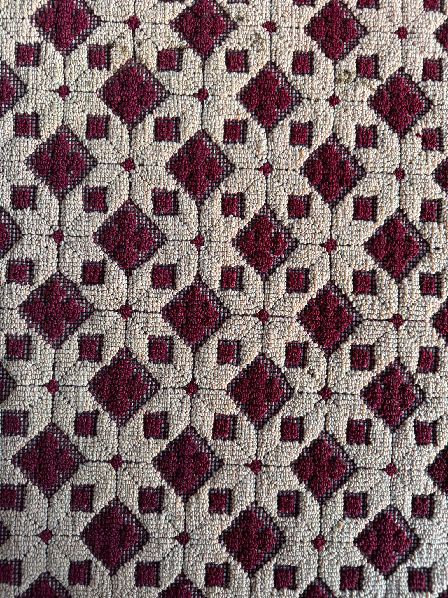 Vintage Dark Red Geometric Romanian Wool Rug, 193x88 cm, view 8
