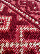 Vintage Burgundy Geometric Romanian Wool Rug, 190x170 cm, view 10