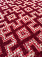 Vintage Burgundy Geometric Romanian Wool Rug, 190x170 cm, view 11