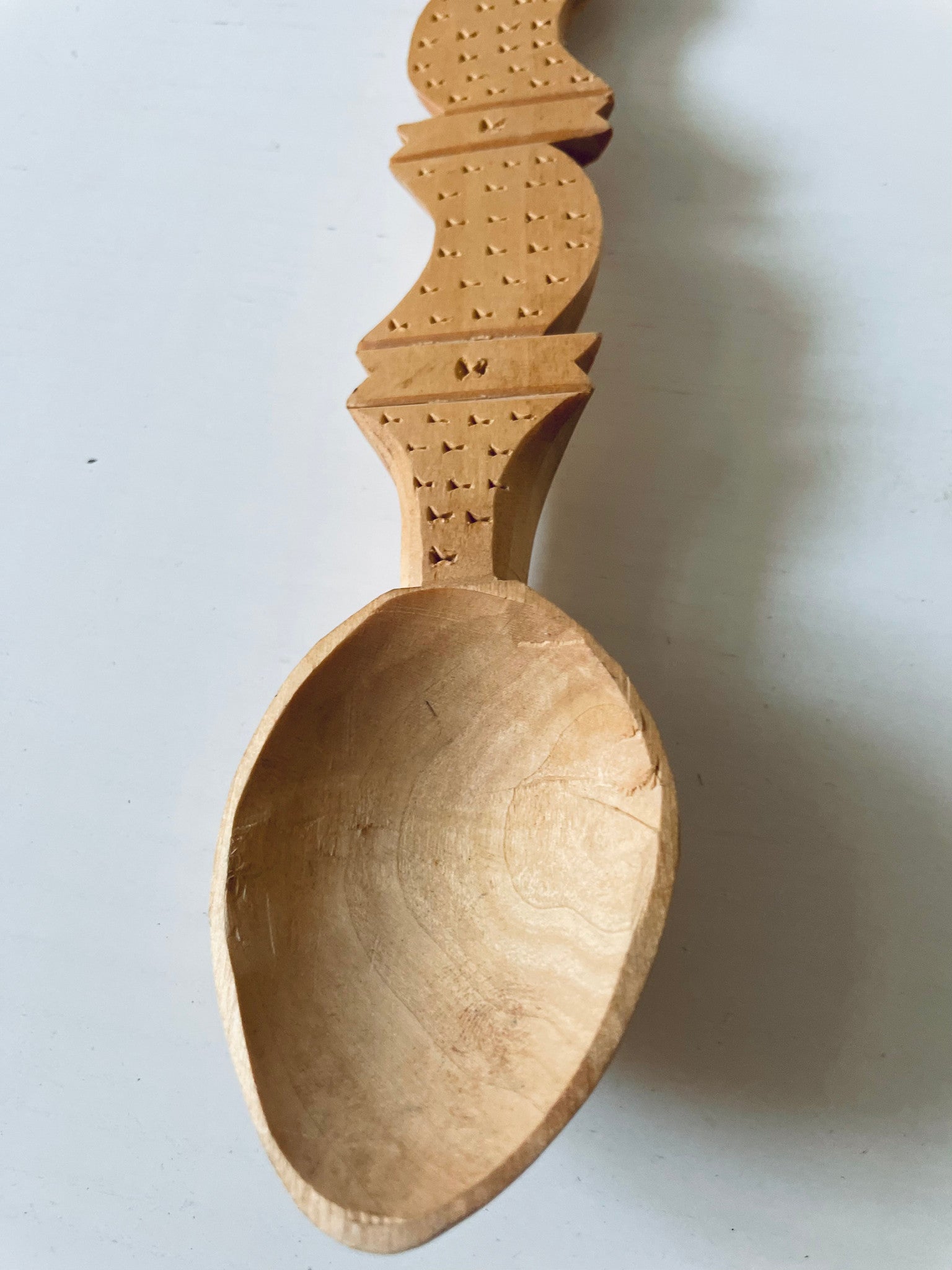 Hand-Carved Wooden Spoon from Moldavia, 27 cm, view 3