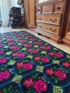 Vintage Pink Floral Romanian Wool Runner Rug, 230x98 cm, view 3