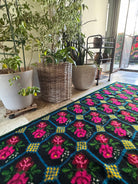Vintage Pink Floral Romanian Wool Runner Rug, 230x98 cm, view 4
