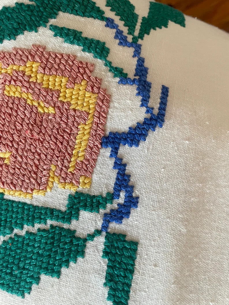 Cross-Stitch Floral Pillow Case from Old Towel, 40x35 cm, view 4