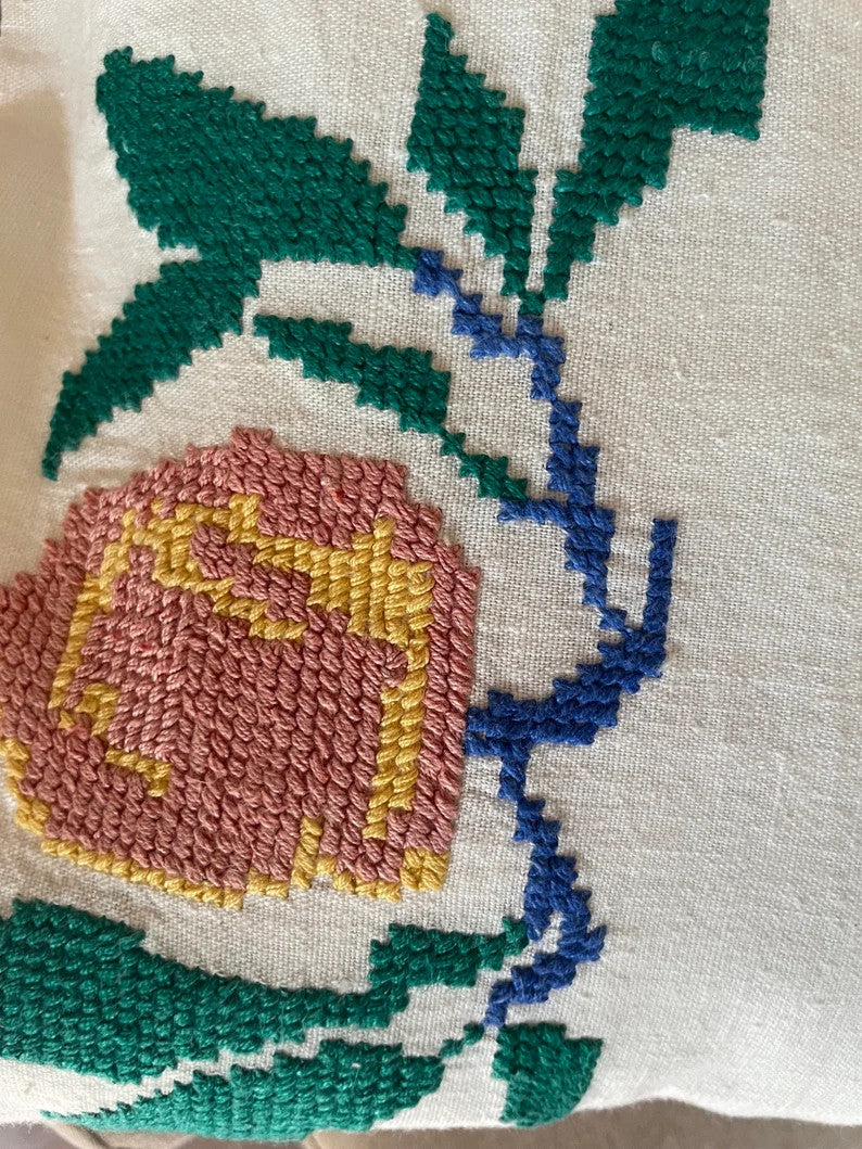 Cross-Stitch Floral Pillow Case from Old Towel, 40x35 cm, view 6