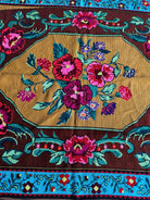 Cross-Stitch Floral Wall Hanging, Blue & Ochre, 200x120 cm, view 14